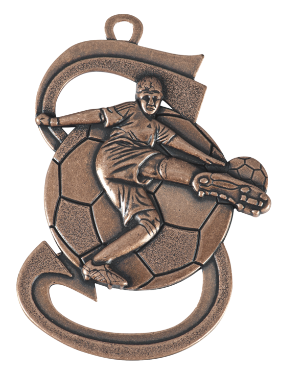 Metāla Futbola Medaļa ar Izgrieztu Formu un 3D Reljefu