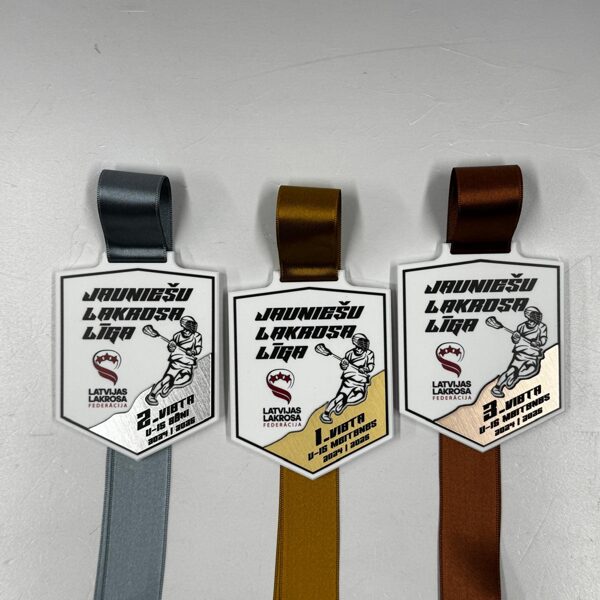 Youth Lacrosse League - acrylic glass medals with metal plate