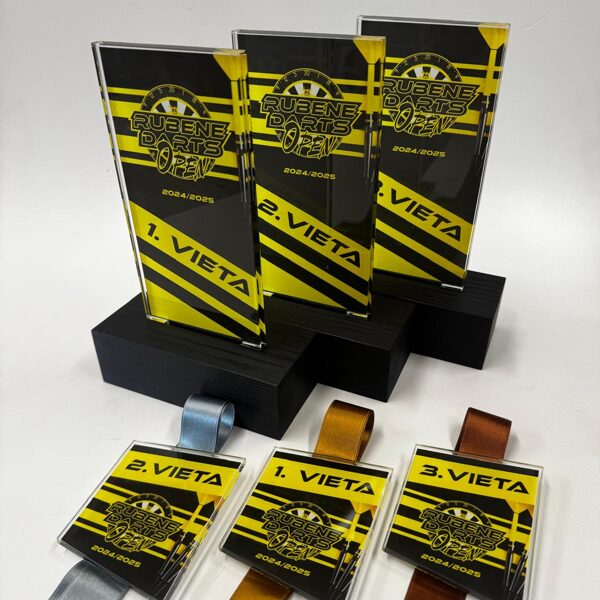 Rubene darts 2025 - two-part transparent acrylic glass medals