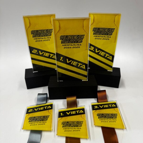 Rubene darts 2025 - two-part transparent acrylic glass medals