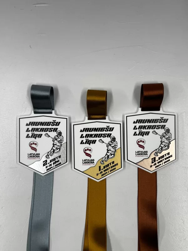 Youth Lacrosse League - acrylic glass medals with metal plate