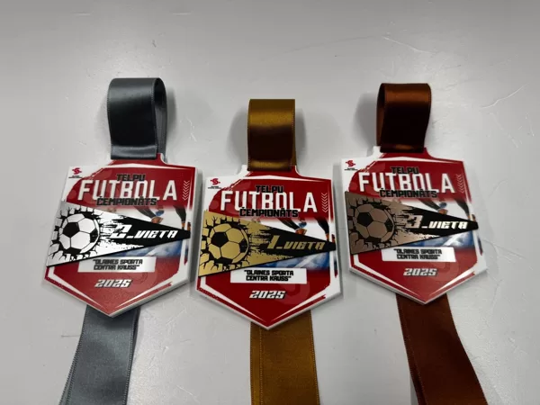 Indoor Football Championship - white acrylic glass medals