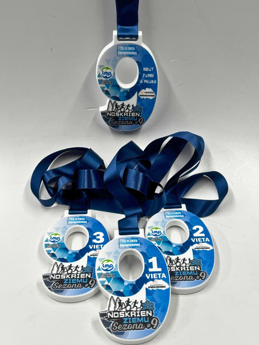 Mākslīgā akmens medaļas Noskrien Ziemu 9.sezonai ar UV druku.